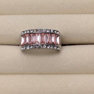 New!  Multi Pink Stone  Ring Size 6 Silver Tone